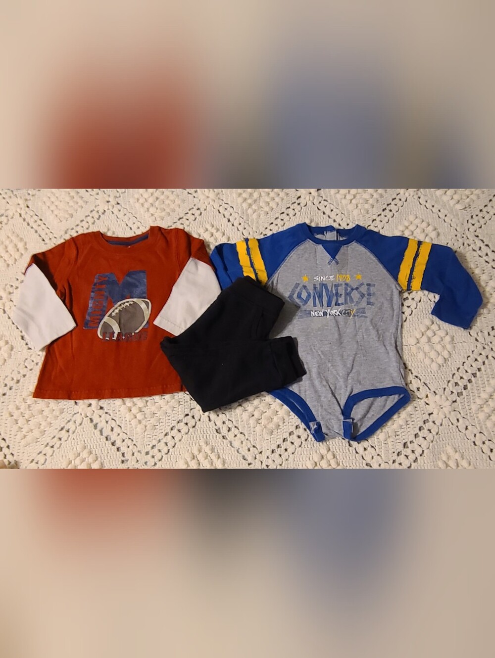 Converse Blue, Gray & Yellow Raglan Baby One-Piece Bodysuit
